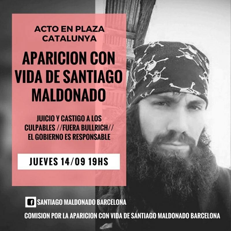 APARICIN CON VIDA DE SANTIAGO MALDONADO, EL ESTADO ES RESPONSABLE.  14 DE SETIEMBRE, 19.00 HORAS  E