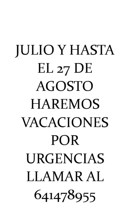 ESTAREMOS DE VACACIONES HASTA EL 27 DE AGOSTO
